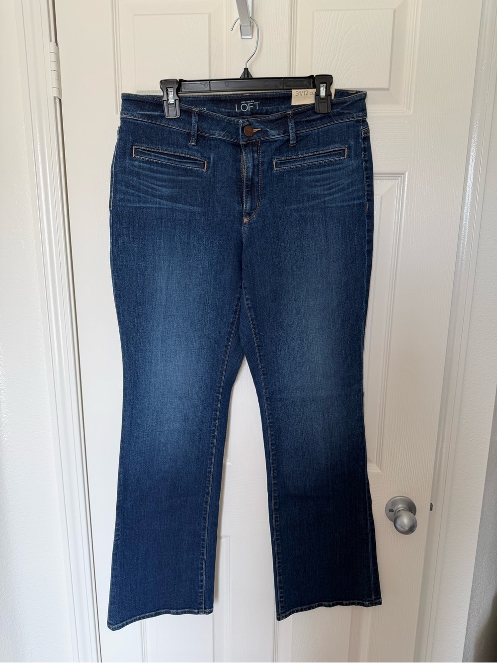 LOFT Blue Flare Jeans with front pockets, NWT, size 12 curvy fit